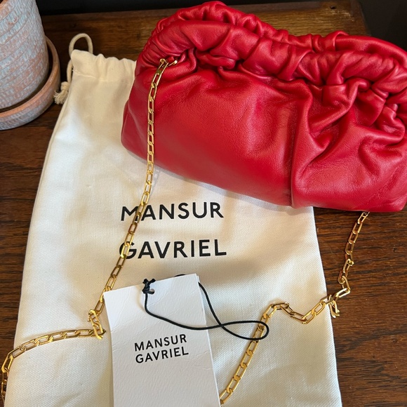 Mansur Gavriel Mini Cloud Clutch with Chain in Flame - Picture 6 of 13